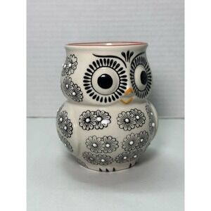 Yokohama Studio Hand Painted 4.5" FIGURAL OWL Mug: Orange Handle • Made in Japan